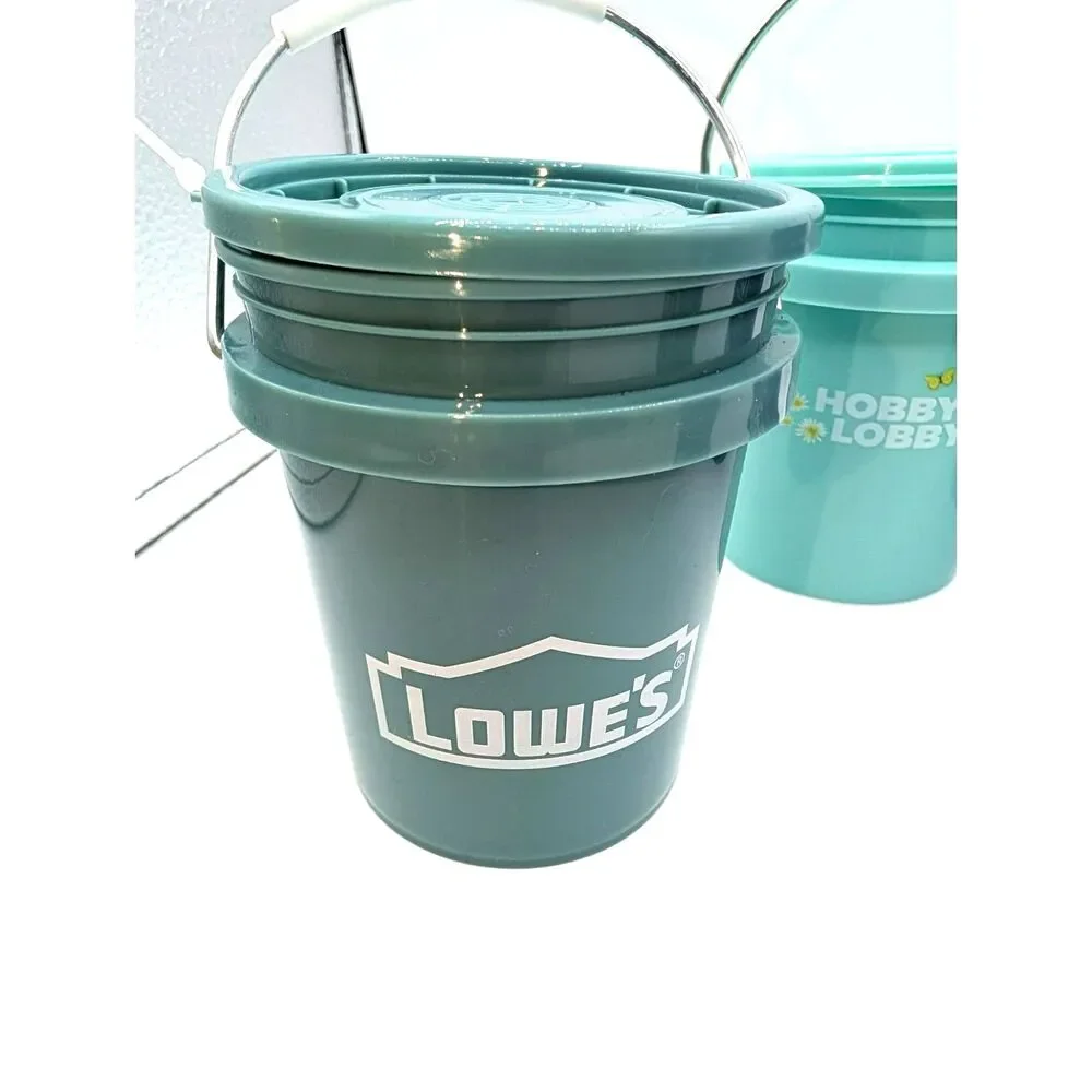 (4) Mini Buckets-(2) Light Teal Lowes (1) 250 yr Blue Lowes (1) Teal Hobby Lobby